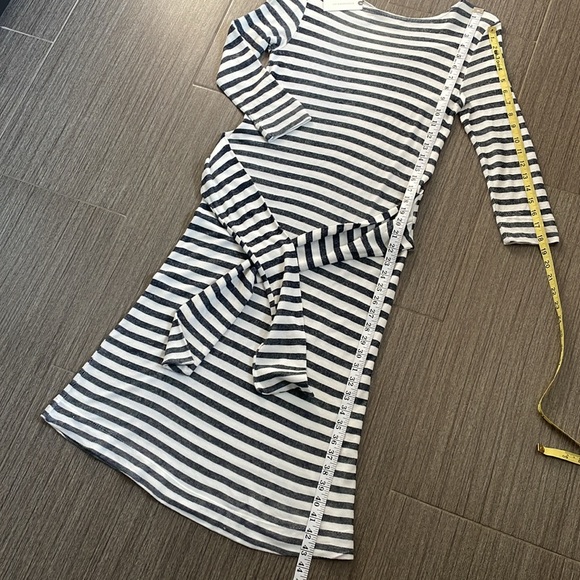 Anthropologie T.la Becky Charcoal/Cream Striped Front Tie Midi Dress XS NWT - Picture 11 of 12